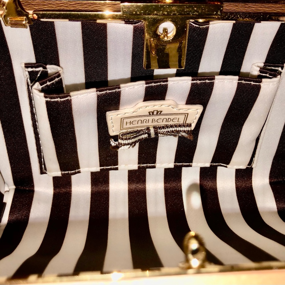 henri bendel After Party leather Woven Evening Clutch with Chain - Picture 6 of 17